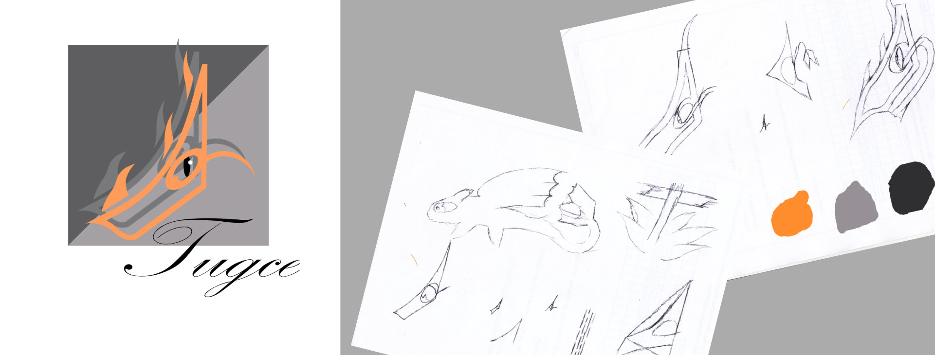 Eine Collage über den Arbeitsprozess zur erstellung eines Logos